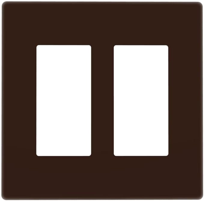 Coffee Brown 2 Gang Double GFCI Decorator Rocker/decorator Light Switch Cover Decorative Outlet Wall Plate Electrical Faceplate Screwless