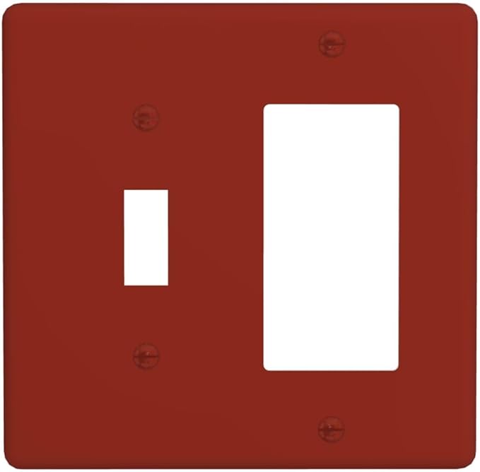 Brown 2 Gang Combination Light Switch Cover Decorative 1-Toggle 1-Decorator Wall Plate Electrical GFCI Combo Receptacle Faceplate