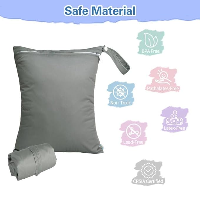 babygoal Waterproof Wet Dry Bag for Swimsuit, Reusable Bag for Travel, Food Storage, Stroller, Daycare, Baby Diapers, Yoga, Beach, Pool, Wet Clothes-Purple