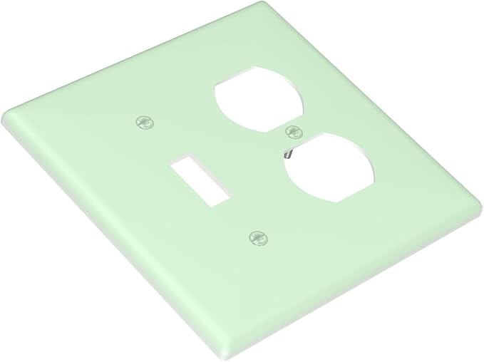 Green 2 Gang Single Toggle/Duplex Combo Outlet Light Switch Cover, Combo 1-Toggle 1-Dimmer Decorator Wall Plate Electrical Faceplate