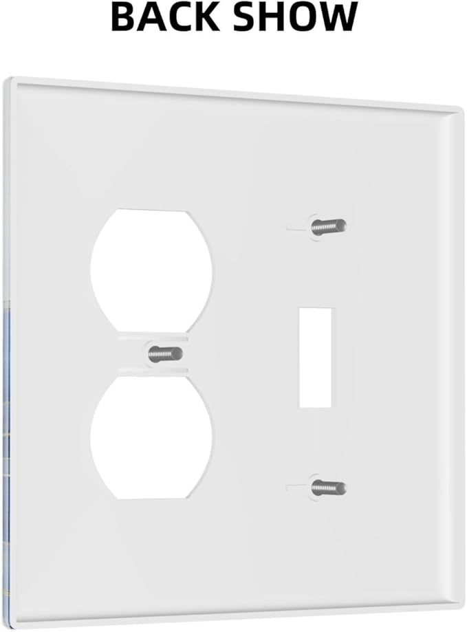 Outlet Covers Blue Gold Leaf Marble Modern Abstract 2 Gang Decorative Switch Plates 1 Toggle Duplex Combo Light Switch Cover GFCI Socket Cover WallPlates for Kitchen Bathroom Decor