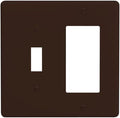 Decorative Brown 2 Gang Combination Single Toggle with One Rocker/GFCI Light Switch Cover Walnut Coffee Tan 1-Toggle 1-Decorator Wall Plate Electrical GFCI Combo Receptacle Outlet Faceplate Covers