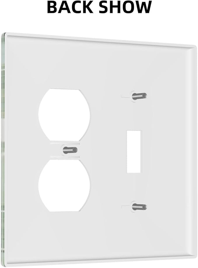 Green Tropical Palm Tree Leaf Decorative Outlet Covers 2 Gang Combination 1-Toggle 1- Duplex Light Switch Covers Summer Vibrant Vivid Leaves Electrical Two Device Single Toggle/Duplex Combo Wall Plate