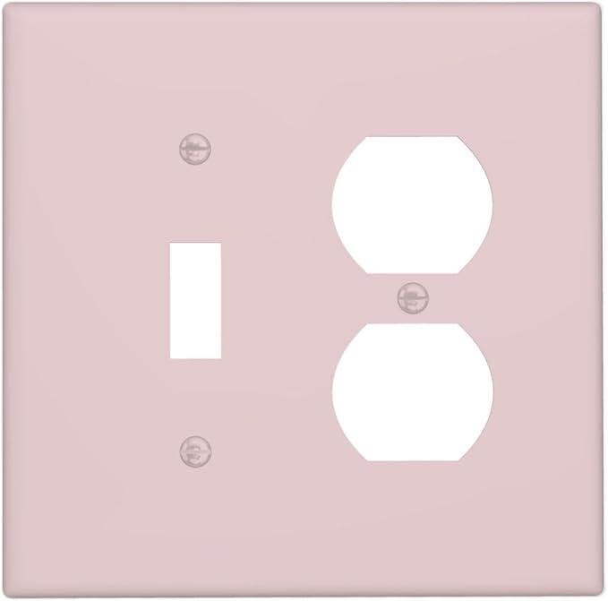 Rose Pink 2 Gang Single Toggle/Duplex Combo Outlet Light Switch Cover, Girly Cute Light Pink Combo 1-Toggle 1-Dimmer Decorator Wall Plate Electrical Faceplate Switchplate