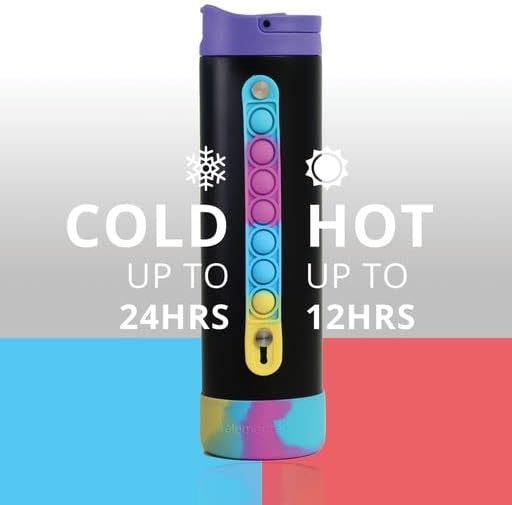 Elemental Iconic Water Bottle for School - 100% Leak-Proof Insulated Water Bottles with Straw Lid & Pop-It Handle - Triple-Wall Insulated & BPA-Free, 20oz – Black Tie Dye