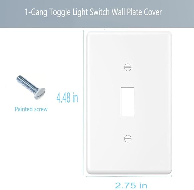 Toggle Light Switch Wall Plate Cover Single Switch Wall Plate 1-Gang Electrical Faceplate, White (10-Pack)