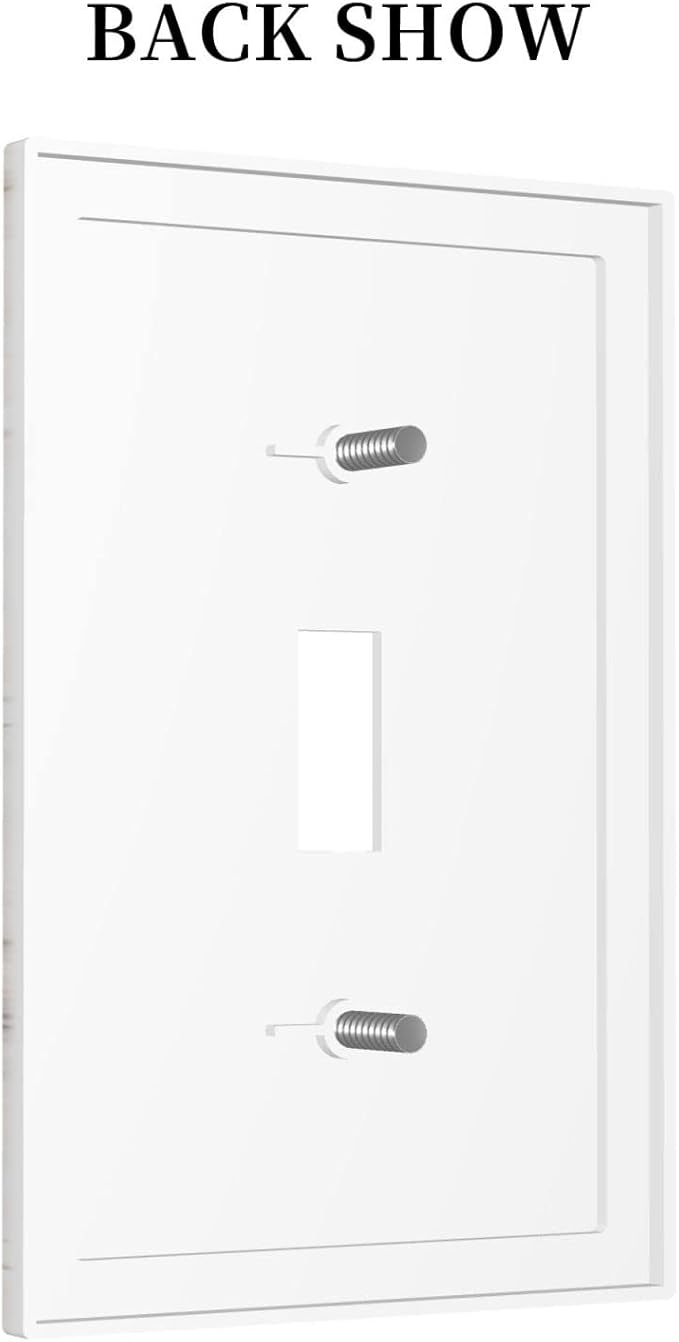 Rustic Cabin Barn White Wooden Brown Farmhouse 1 Gang Light Switch Plate Decorative Single Toggle Wall Plate Cover Electrical Switchplate Faceplate For Country Vintage Bedroom Room Decorate