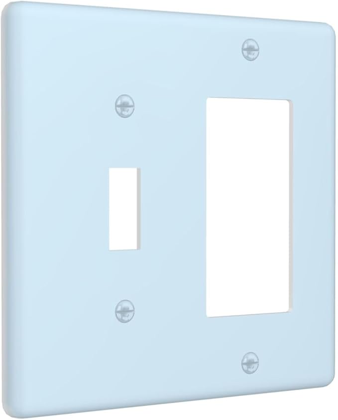 Aqua/Teal 2 Gang Combination Light Switch Cover Decorative 1-Toggle 1-Decorator Wall Plate Electrical GFCI Combo Receptacle Faceplate