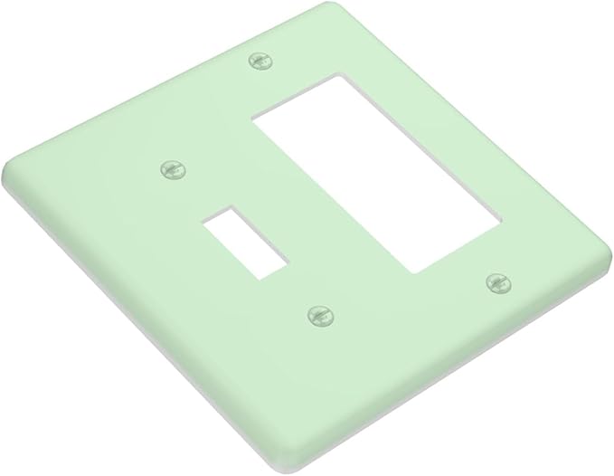 Green 2 Gang Combination Light Switch Cover Decorative 1-Toggle 1-Decorator Wall Plate Electrical GFCI Combo Receptacle Faceplate