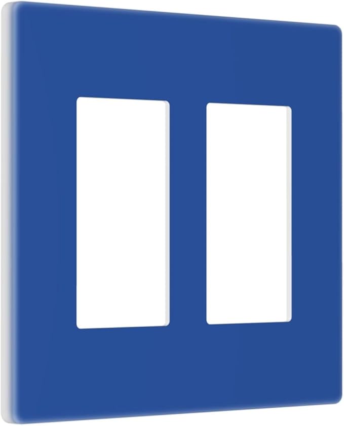 Decorative Solid Navy Blue 2 Gang Double Decorator/Rocker Light Switch Cover Ocean Royal Blue Outlet GFCI Wall Plate Electrical Faceplate Covers Screwless