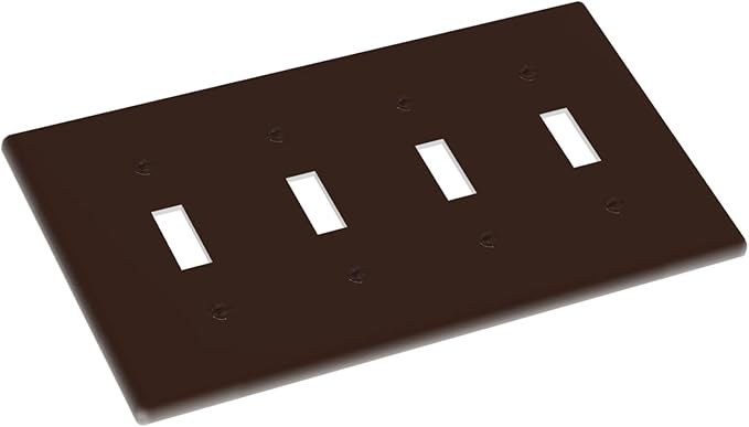 Coffee Brown 4 Gang Quad Toggle Light Switch Cover Decorative Electric Decorative Quadruple Device Switch Face Wall Plate Screwless