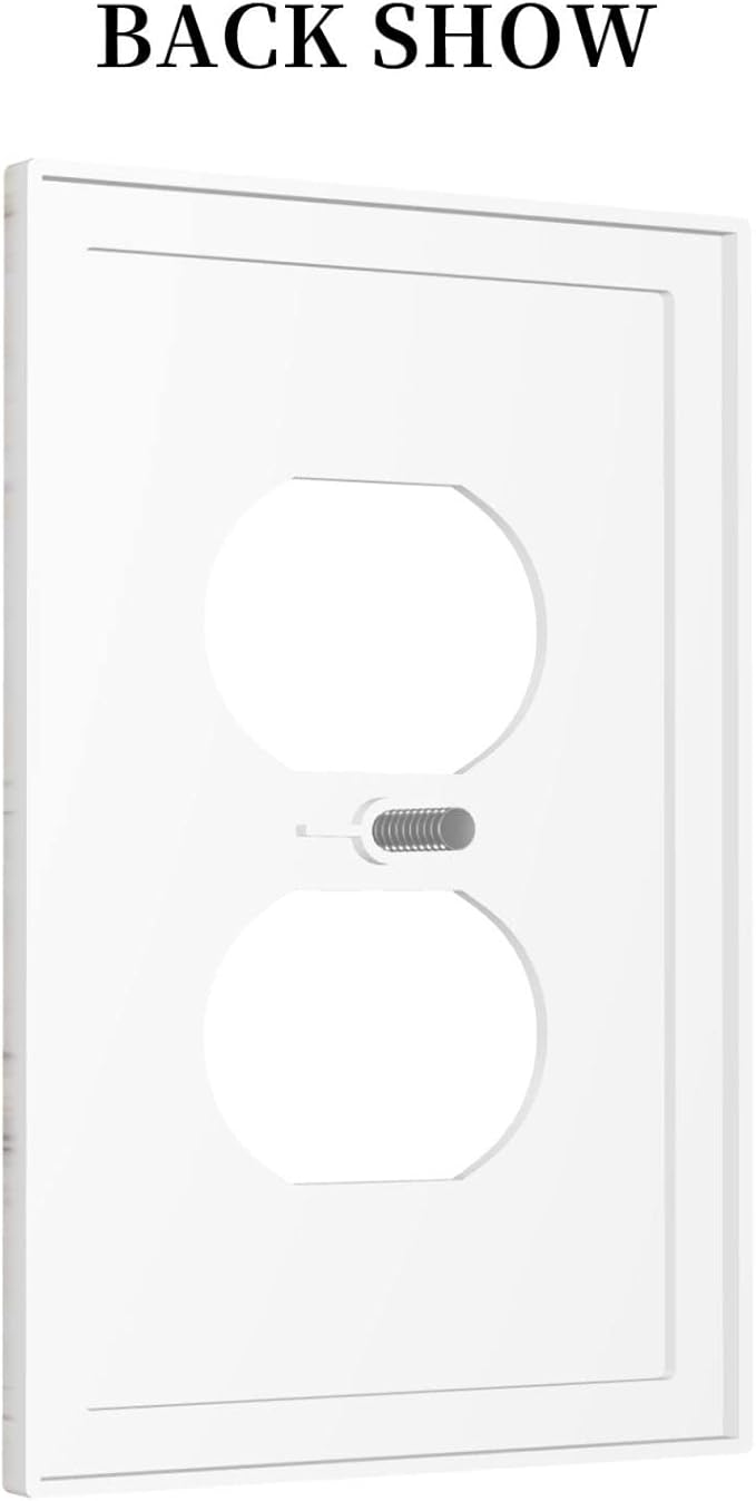 Rustic Country White Brown Wood 1 Gang Outlet Covers Duplex Receptacle Device Plug Socket Wall Plate Decorative Electrical Faceplate Switchplates Cabin Barn Old Fashion Retro Style Bedroom Decorate