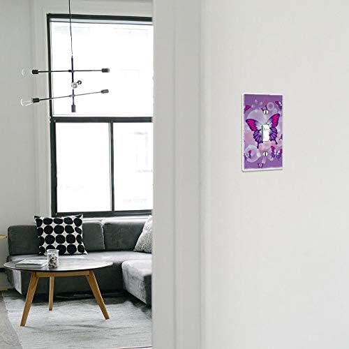WIRESTER Single Gang Toggle Light Switch Plate/Wall Plate Cover - Pink Purple Butterfly
