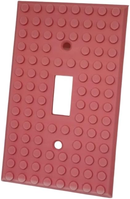 Brick Wall Plate, Single Toggle Light Switch Cover for Kids Bedroom, Game Room, 1-Gang (Pink)