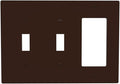 Decorative Coffee Brown 3 Gang 2 Toggle 1 GFCI/Decorator Combination Light Switch Cover, Modern Solid Dark/Light Brown Triple Combo Toggle/Rocker Electrical Outlet Switches and Face Wall Plate Cover