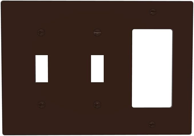 Decorative Coffee Brown 3 Gang 2 Toggle 1 GFCI/Decorator Combination Light Switch Cover, Modern Solid Dark/Light Brown Triple Combo Toggle/Rocker Electrical Outlet Switches and Face Wall Plate Cover