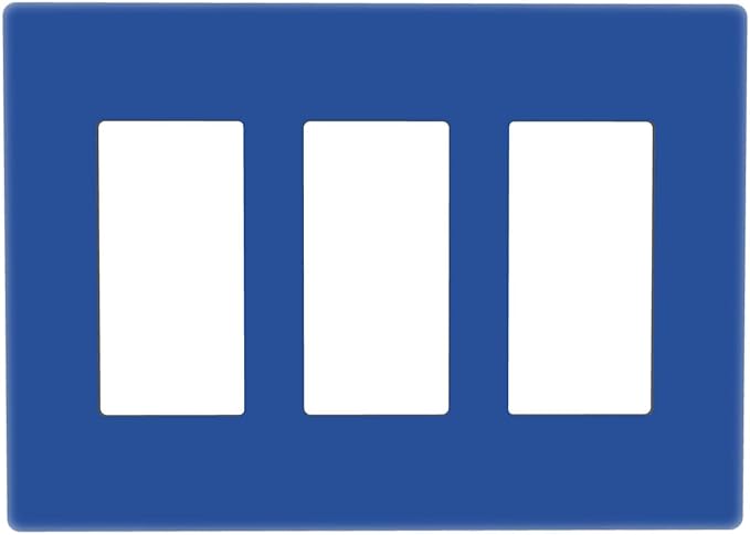 Blue 3 Gang Triple Rocker/Decorator Light Switch Wall Plate Cover Decorative GFCI Electrical Faceplate Switchplate Dimmer