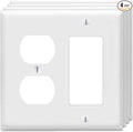 ZEFTV Duplex Outlet/Decorator Rocker Light Switch Wall Plates 2-Gang Switch Outlet Electrical Cover Plate Unbreakable Thermoplastic Faceplate for Light Receptacle Outlet Switch, White (4 Pack)