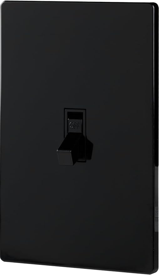UltraPro Screwless Toggle Switch Wallplate, 1-Gang, Modern Snap-On Cover, Child-Safe, Durable Polycarbonate, Easy DIY Installation, Black, 84460