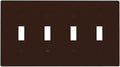 Coffee Brown 4 Gang Quad Toggle Light Switch Cover Decorative Electric Decorative Quadruple Device Switch Face Wall Plate Screwless