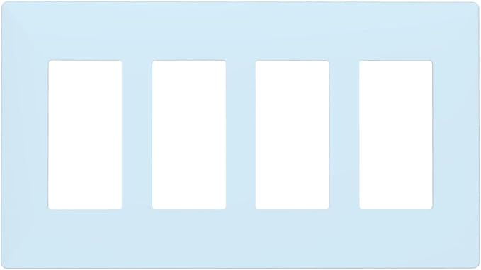 Aqua/Teal 4 Gang Quad Rocker/GFCI/Decorator Light Switch Cover Plate Decorative Electric Faceplate Decorative Switchplate Screwless