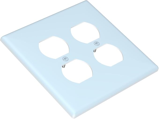 Aqua/Teal 2 Gang Double Duplex Receptacle Combo Outlet Light Switch Cover Wall Plate Electrical Faceplate Decorative Dual Device Switchplate
