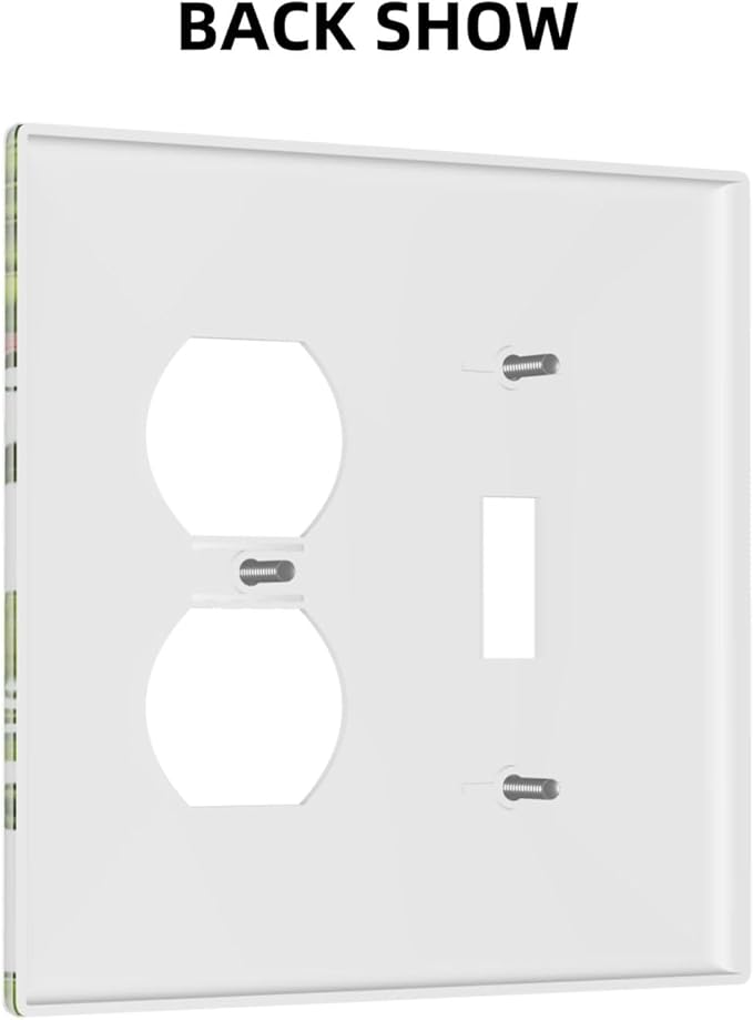 Outlet Covers Tropical Plant Green Palm 2 Gang Combination 1 Toggle/1 Duplex Light Switch Cover Decorative Gfci Wall Plate Electrical Receptacle Switchplate Faceplate for Bathroom Decor