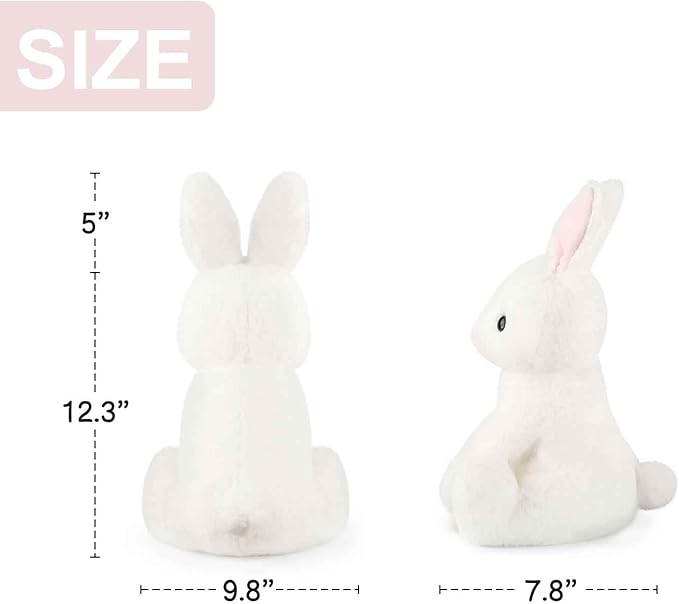 WEIGEDU Rabbit Bunny Stuffed Animals Plush Toys with Pink Ears for Kids Girls Boys Girls Babies Birthday Easter Christmas Bedtime Gifts, Off White