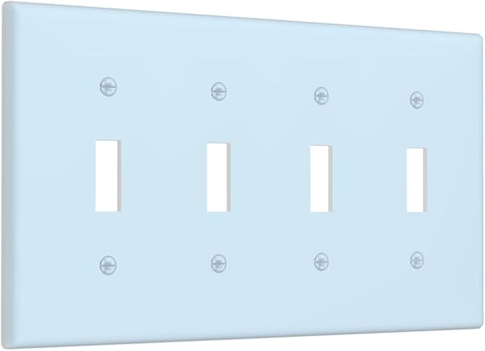 Aqua/Teal 4 Gang Quad Toggle Light Switch Cover Decorative Electric Decorative Quadruple Device Switch Face Wall Plate Screwless