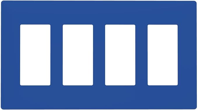 Blue 4 Gang Quad Rocker/GFCI/Decorator Light Switch Cover Plate Decorative Electric Faceplate Decorative Switchplate Screwless