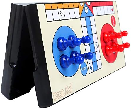 KIDAMI 9.5 Inches Magnetic Ludo & Snakes and Ladders Board Game Set for Kids and Adults