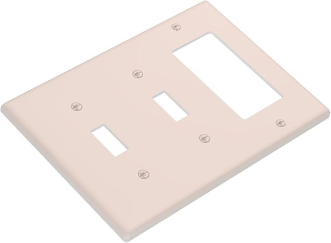 Beige 3 Gang 2 Toggle 1 Rocker/GFCI/Decorator Combination Light Switch Plate Decorative Triple Toggle Wall Plate Cover Electrical Switch Face Plate