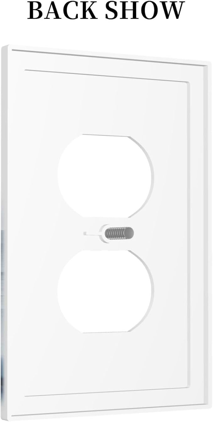 Outlet Covers Mountain Foggy Lake Boat Grey Blue Forest Birds 1 Gang Duplex Light Switch Cover Electrical Receptacle Faceplate Wall Plate Decorative Switch Plates for Bedroom living Room