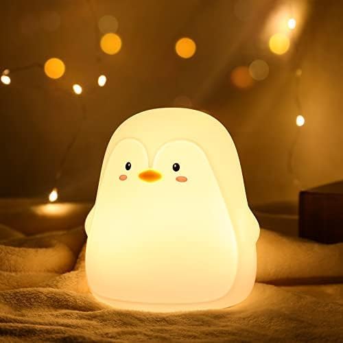 ZKLiLi Night Light for Kids Lamp, 16 Colors Lamp Cute, Dimmable Baby Night Lights for Nursery,Silicone Rechargeable Nightlight for Kids Room, Kawaii Room Decor (Penguin)