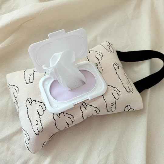 Quilted Baby Wipe Holder Floral Diaper Pouch Portable Quilted Wipes Bag for Car, Stroller (Rabbit)