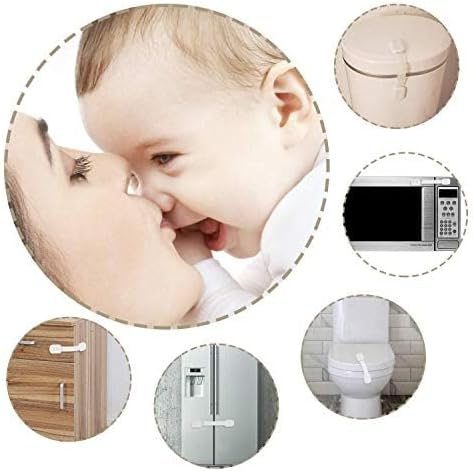 8-Pack Baby Proofing Cabinet Locks, Adjustable Adhesive Strap Latches for Drawer, Cupboard, Oven, Fridge, Toilet Seat - No Drill Child Safety Lock Kit, Easy Installation