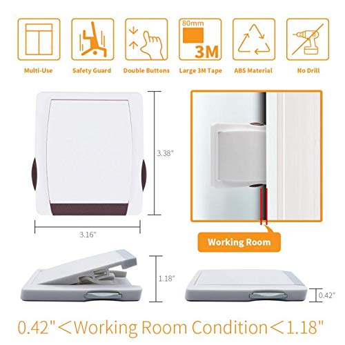 Goodv Child Proof Window Sliding Door Lock 2 Grey Packs (Suit for Working Space Over 0.42in and Under 1.18in) Security Your Baby Safe and Protect Kid outof Dangerous at Home (2, Grey)