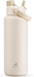 POWCAN 40 oz Insulated Water Bottle with 2-in-1 Straw and Spout Lid, Keep Cold 24H, Leak-Proof, BPA-Free, Double Wall Stainless Steel Water Bottle for Sports, Gym, Travel, and School (Mousse)