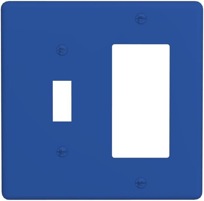 Blue 2 Gang Combination Light Switch Cover Decorative 1-Toggle 1-Decorator Wall Plate Electrical GFCI Combo Receptacle Faceplate