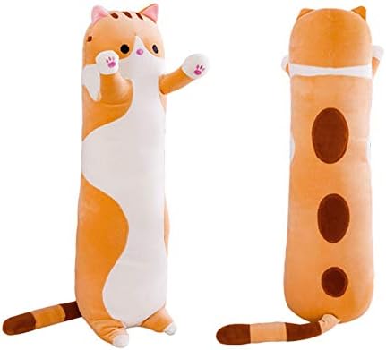 shangman Lovely Plush Cat Doll Cute Cartoon Soft Stuffed Kitten Long Throw Sleeping Pillow , Toy Gift for Kids Girlfriend Multiple Size (Brown,90cm/35.4in)