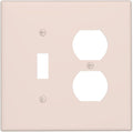 Beige 2 Gang Single Toggle/Duplex Combo Outlet Light Switch Cover, Combo 1-Toggle 1-Dimmer Decorator Wall Plate Electrical Faceplate