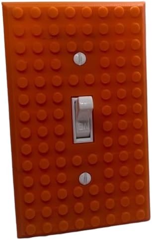 Brick Wall Plate, Single Toggle Light Switch Cover for Kids Bedroom, Game Room, 1-Gang (Orange)