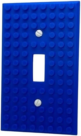 Brick Wall Plate, Single Toggle Light Switch Cover for Kids Bedroom, Game Room, 1-Gang (Blue)