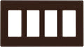 Coffee Brown 4 Gang Quad Rocker/GFCI/Decorator Light Switch Cover Plate Decorative Electric Faceplate Decorative Switchplate Screwless