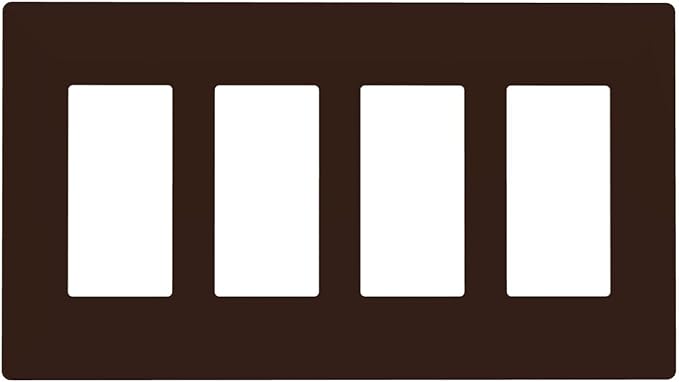 Coffee Brown 4 Gang Quad Rocker/GFCI/Decorator Light Switch Cover Plate Decorative Electric Faceplate Decorative Switchplate Screwless