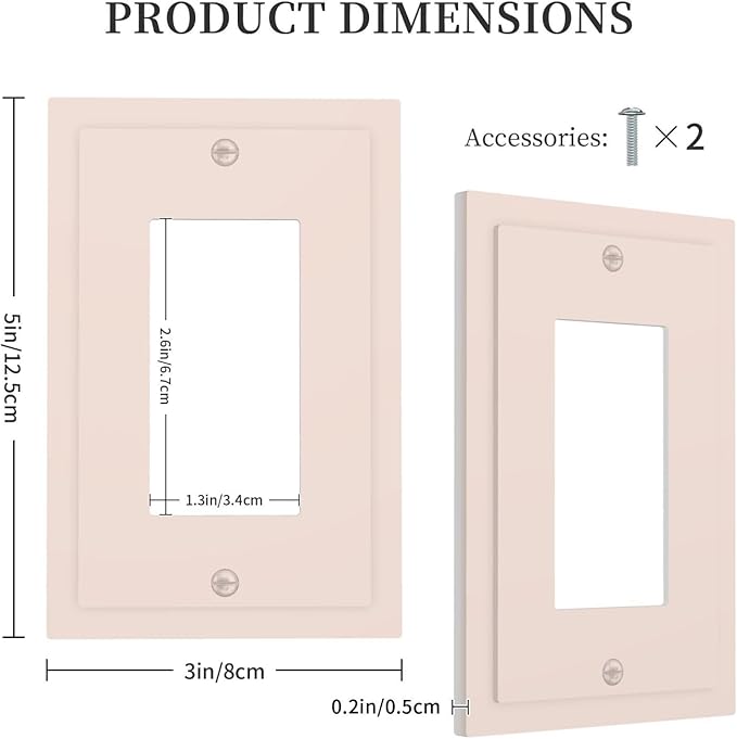 Beige Decorative 1 Gang Rocker/Decorator Outlet Light Switch Wall Plate Cover Faceplate Face Switch GFCI Outlet Cover Plate