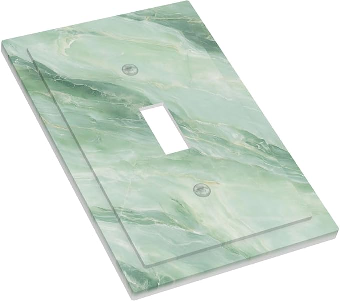 Decorative Light Switch Cover Plate Green Marble Pattern 1 Gang Single Toggle Wall Plate Electrical Outlet Covers Decorate Switch Plate Cover for Home Bedroom Decor