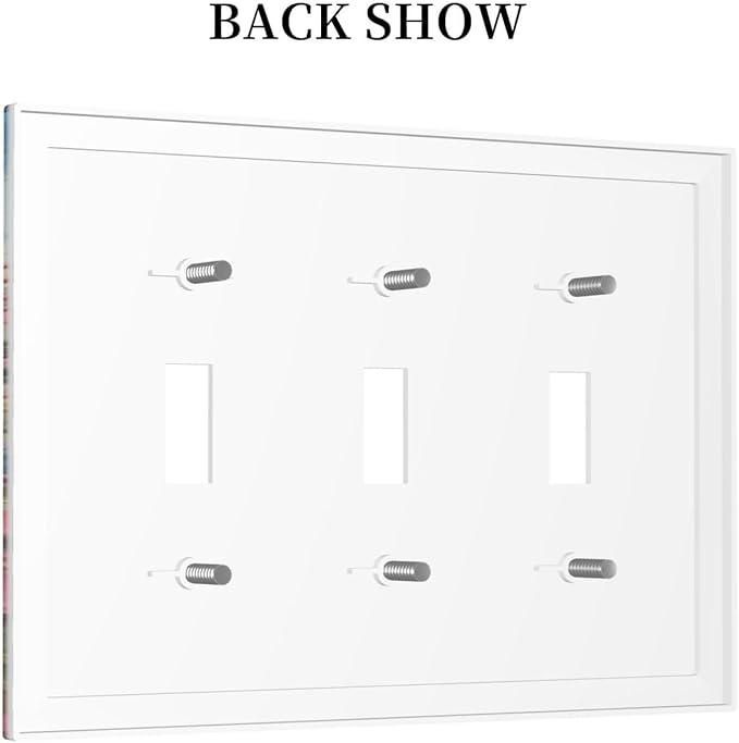 Colorful Wildflowers Painting Floral Flower Decorative Switch Plates 3 Gang Wall Plate Triple Toggle Light Switch Cover Faceplate Electrical Wall Panels for Bedroom Living Room Decor