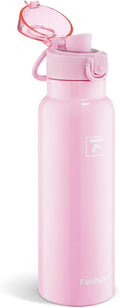 Fanhaw Daylite Series 24 oz Stainless Steel Insulated Water Bottle with Silicone Spout Lid, Double-Wall Vacuum Leakproof Metal Bottle, Anniversary Birthday Gift for Kids, Women & Men (Pink)