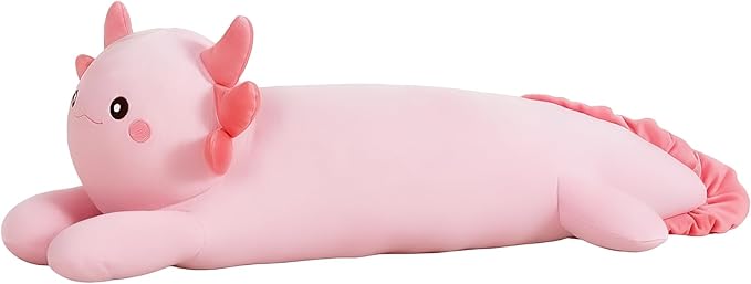 MMguai 32 inch Axolotl Stuffed Anima Big Long Body Plush Toy Soft Pillow, Large Pink Axolotl Stuffy Plushie Gift for Kids Boy Girl Birthday